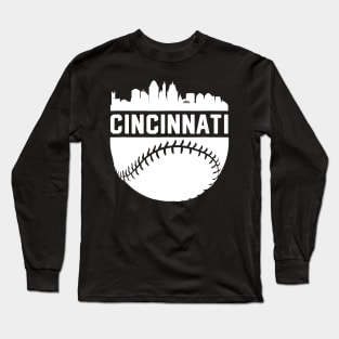 Downtown Cincinnati Ohio Skyline Baseball Long Sleeve T-Shirt